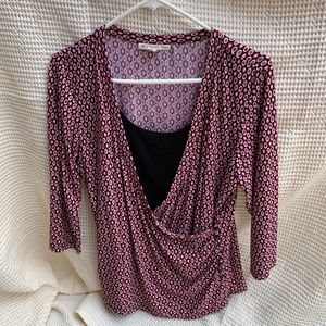 JM Collection Petite 3/4 Sleeve Wrap Blouse, PXL